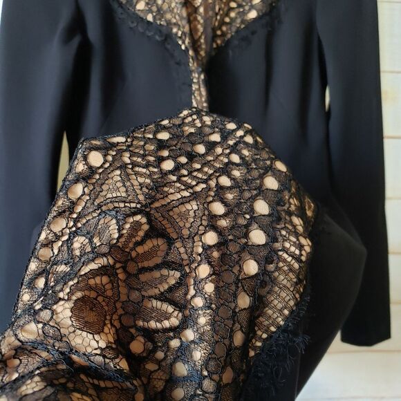 Emilio Pucci Stretchy Lace Inset Long Sleeve Sheath Mini Dress Size 44 Black - Picture 5 of 10